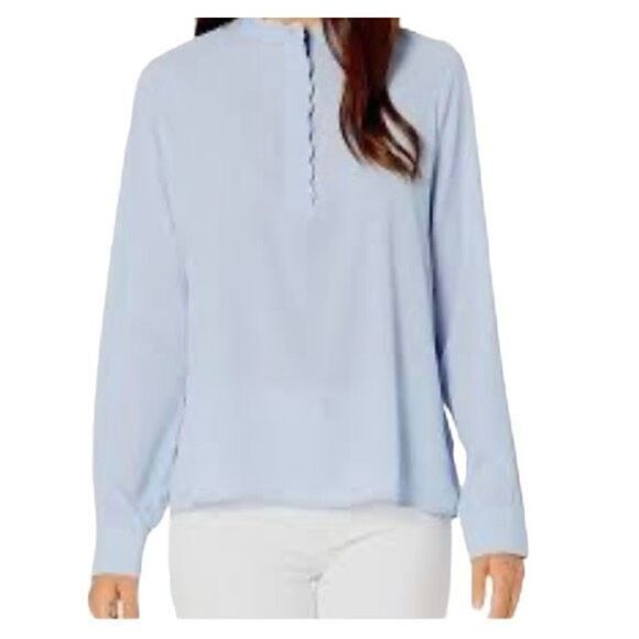 Calvin Klein women’s scallops color button front blouse size XS - Picture 2 of 7